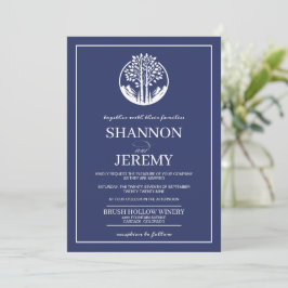 Navy Blue Aspen Tree Wedding Einladung