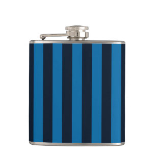 Navy Blue auf blauen vertikalen Streifen Dekoratio Flachmann