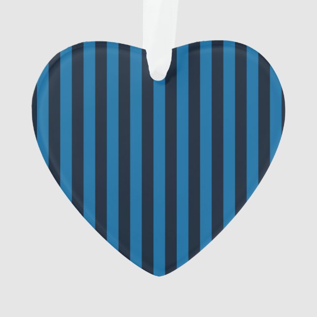Navy Blue auf blauen vertikalen Streifen Dekoratio Ornament (Rückseite)