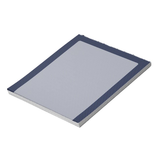 Navy Blue Automotive Carbon Fibre Weave Print Notizblock (Rotiert)