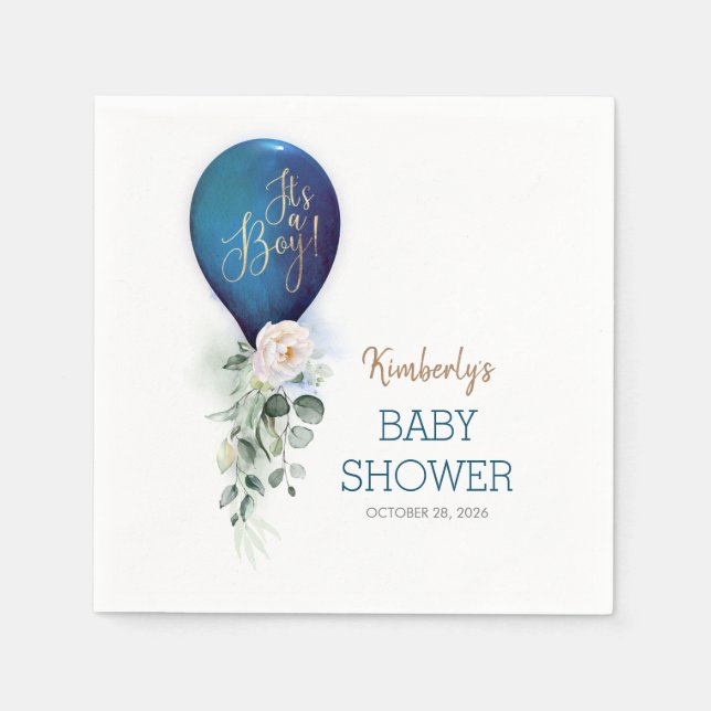 Navy Blue Balloon Garland Elegant Baby Shower Serviette (Vorderseite)