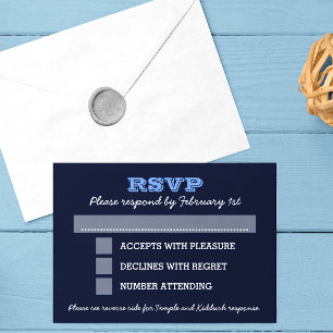 Navy Blue Bar Mitzvah Big RSVP avec options