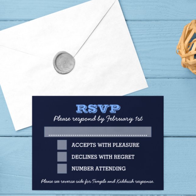 Navy Blue Bar Mitzvah Big UAWG mit Optionen RSVP Karte (Von Creator hochgeladen)
