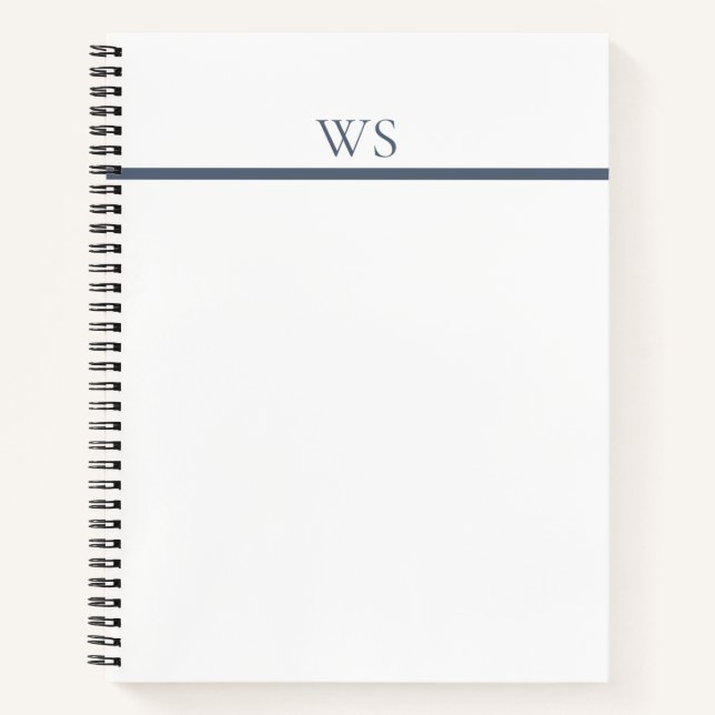 Navy-Blue-Bar-Monogramm-Notizbuch Notizbuch (Vorderseite)
