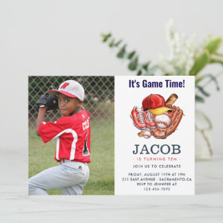 Navy Blue Baseball Kindergeburtstag Party Einladung