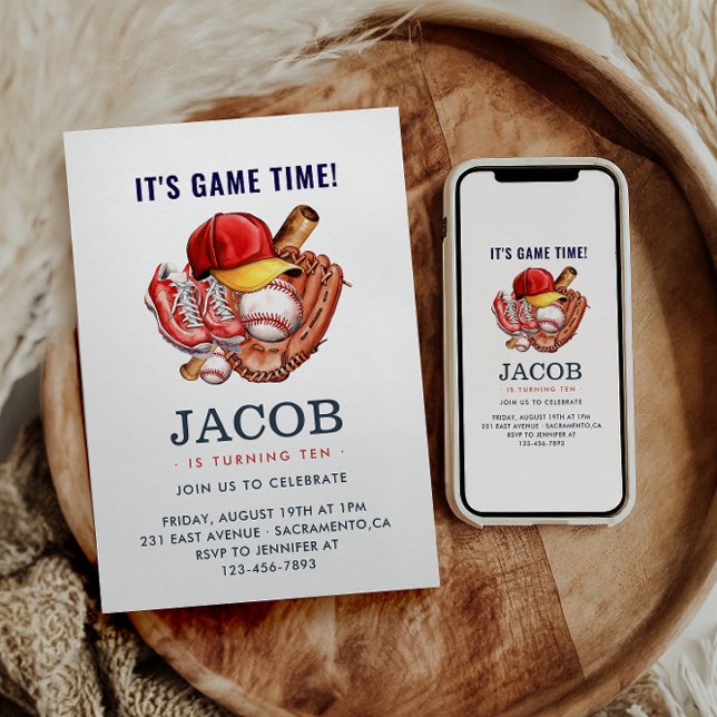 Navy Blue Baseball Kindergeburtstag Party Einladung (Von Creator hochgeladen)