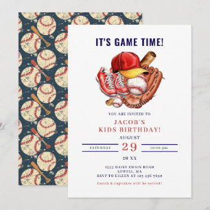 Navy Blue Baseball Kindergeburtstag Party Einladung