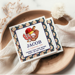 Navy Blue Baseball Kindergeburtstag Party Serviette