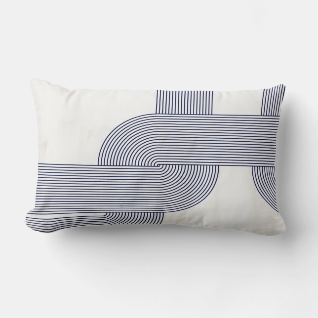 Navy Blue Bauhaus Design auf Cream Lendenkissen (Vorderseite)