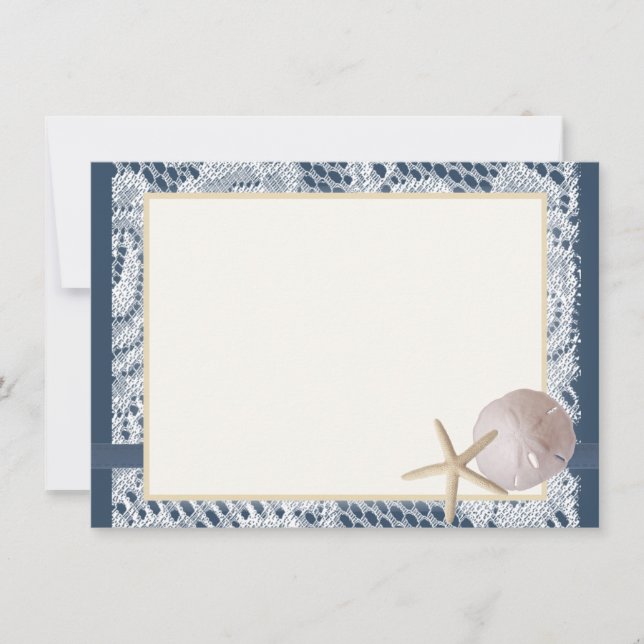 Navy Blue Beach Lace Sand Dollar Vielen Dank Dankeskarte (Vorderseite)