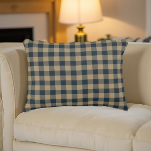 Navy Blue Beige Buffalo Kariert rustikale Muster D Dekokissen