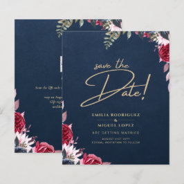 Navy Blue Berry Floral Burgundy Winter Fall