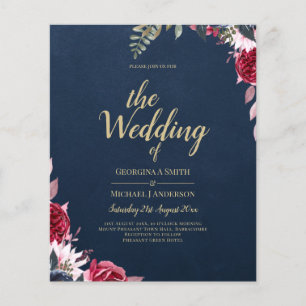 Navy Blue Berry Floral Burgundy Winter Fall Flyer