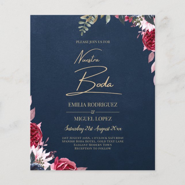Navy Blue Berry Floral Burgundy Winter Fall Flyer (Vorne)