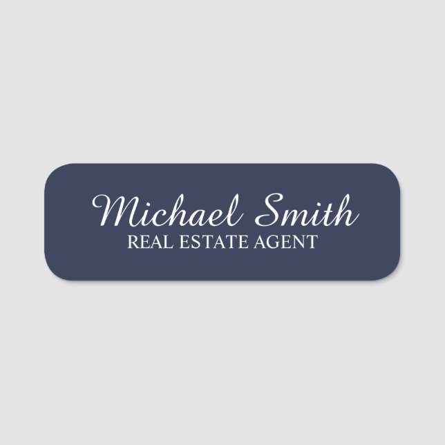 Navy Blue Beruflich Personalisiert Name Tag Namensschild (Vorderseite)