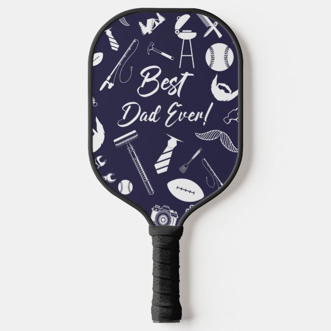 Navy Blue Best Vater Ever Pickleball Schläger (Vorderseite)