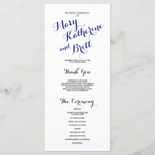 Navy Blue Black Classic Script   Hochzeitsprogramm Programm