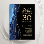 Navy Blue Black Gold Agate Überraschung 30. Geburt Einladung<br><div class="desc">Marineblau,  Schwarz und Gold überraschen die Party Einladung zum 30. Geburtstag. Elegantes modernes Design mit königsblauen Aquarellfarben,  marmorgeode Hintergrund,  Imitats Glitzer Gold und Typografie Drehbuch Schriftart. Die trendige Einladungskarte eignet sich perfekt für eine stilvolle Damenfeier. Gedruckte Zazzle-Einladungen oder Sofortdownload digitaler Druckvorlage.</div>
