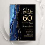 Navy Blue Black Gold Überraschung 60. Geburtstag Einladung<br><div class="desc">Navy Blau,  Schwarz und Gold überraschen 60. Geburtstag Einladung. Elegantes modernes Design mit königsblauen Aquarellfarben,  marmorgeode Hintergrund,  Imitats Glitzer Gold und Typografie Drehbuch Schriftart. Die trendige Einladungskarte eignet sich perfekt für eine stilvolle Damenfeier. Gedruckte Zazzle-Einladungen oder Sofortdownload digitaler Druckvorlage.</div>