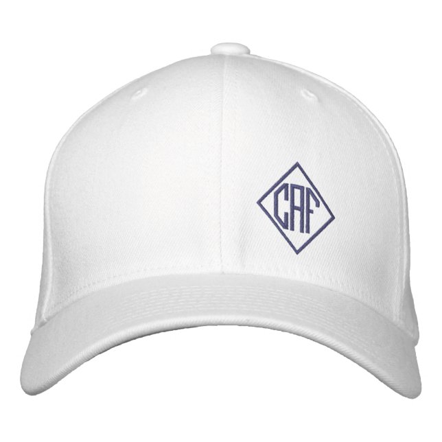 Navy Blue Block Schriftart Mit Monogramm Bestickte Baseballkappe (Vorderseite)