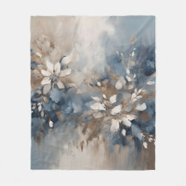 Navy Blue Blue Blue Brown Moderne Blumenwelt Fleecedecke