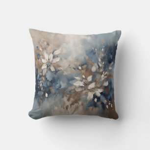 Navy Blue Blue Blue Brown Moderne Blumenwelt Kissen