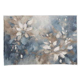 Navy Blue Blue Blue Brown Moderne Blumenwelt Kissenbezug