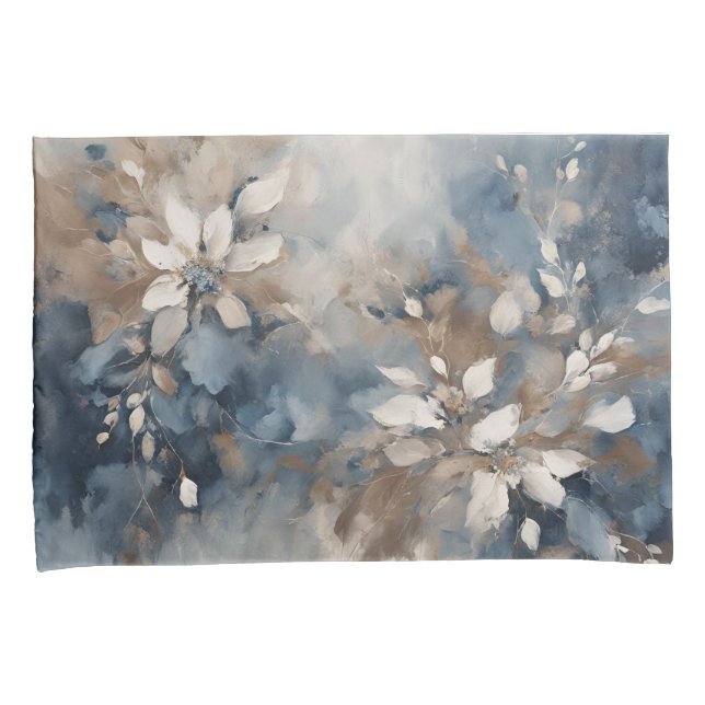 Navy Blue Blue Blue Brown Moderne Blumenwelt Kissenbezug (Vorderseite-Rechts)
