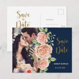 Navy Blue Blues Blues Blues Save the Date Ankündigungspostkarte