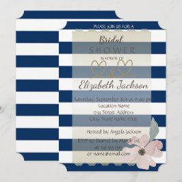 Navy Blue Blume Brautparty Einladung