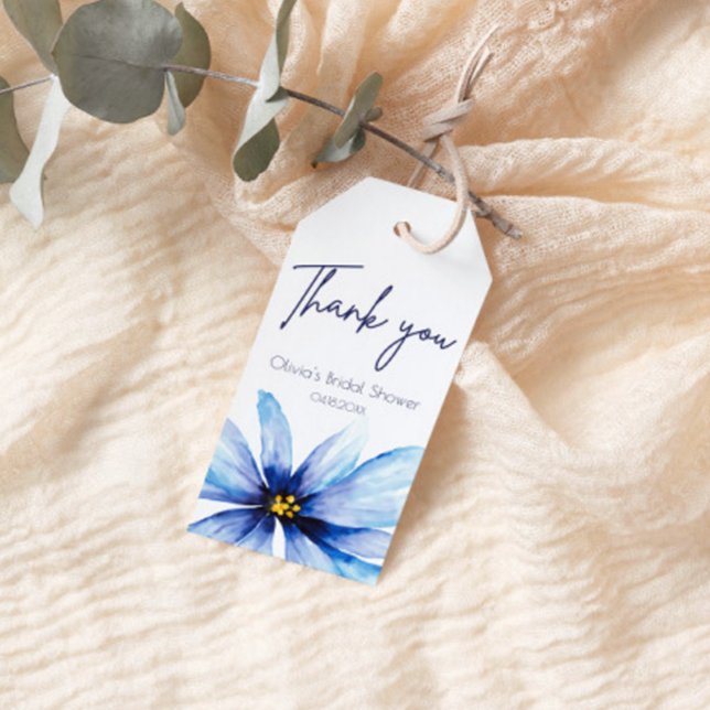 Navy Blue Blume Minimalistisch Danke Geschenkanhänger (Von Creator hochgeladen)