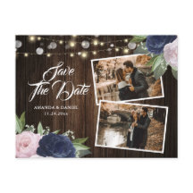 Navy Blue Blush Enregistrer La Date Carte Postale 