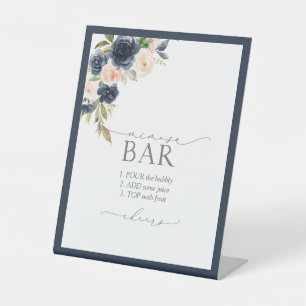 Navy Blue Blush Pink Brautparty Mimosa Bar Sockelschild