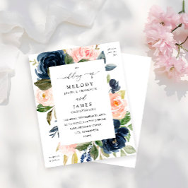 Navy Blue & Blush Pink Floral Wedding