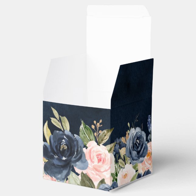 Navy Blue Blush Pink Rose Boho Hochzeit Geschenkschachtel (Geöffnet)