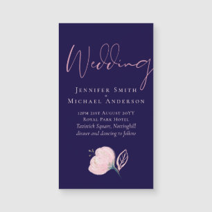Navy Blue Blush Pink Rosegold Hochzeitbudget Magnetkarte