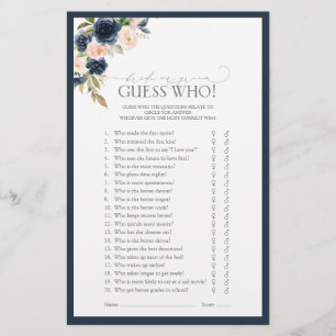 Navy Blue Blush Pink Watercolor Brautparty Game