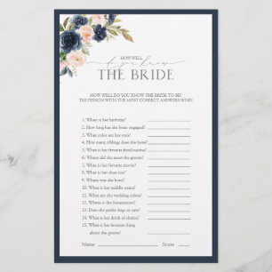 Navy Blue Blush Pink Watercolor Brautparty Game
