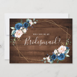 Navy Blue Blush Rustikal werden Sie meine Bridesma Einladung