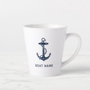 Navy Blue Boat Anchor Custom Crew Swag Milchtasse
