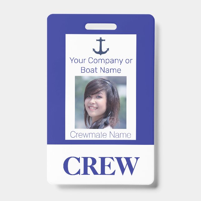 Navy Blue Boat oder Yacht Crew Foto ID Abzeichen Ausweis (Vorderseite)