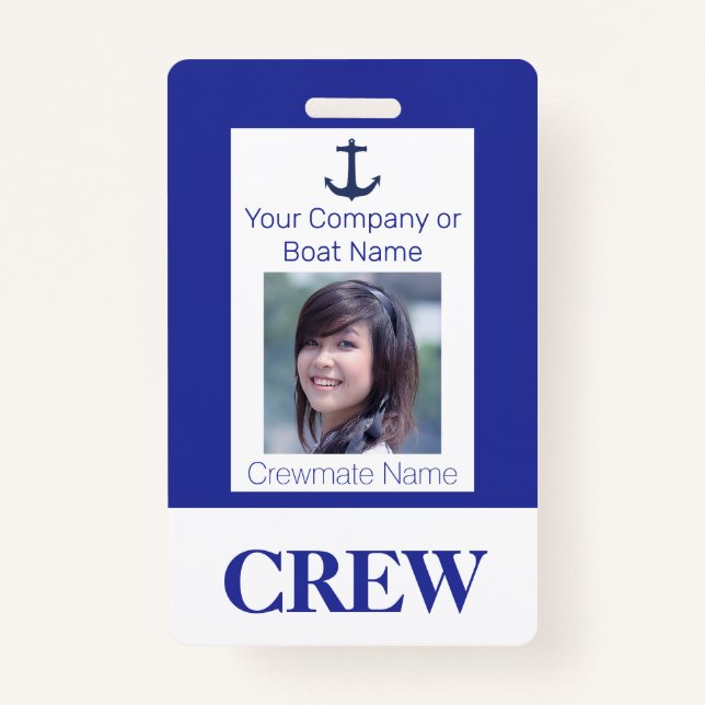 Navy Blue Boat oder Yacht Crew Foto ID Abzeichen Ausweis (Vorderseite)