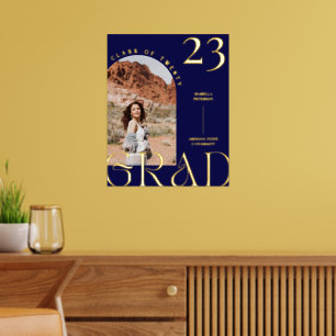 Navy Blue Boho Chic Arch Frame Abschluss Foto Foliendrucke