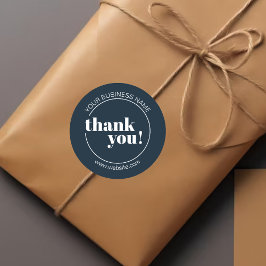 Navy Blue Bold Business Vielen Dank Runder Aufkleber