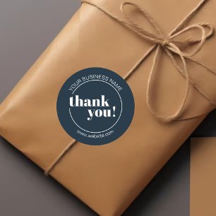 Navy Blue Bold Business Vielen Dank Runder Aufkleber