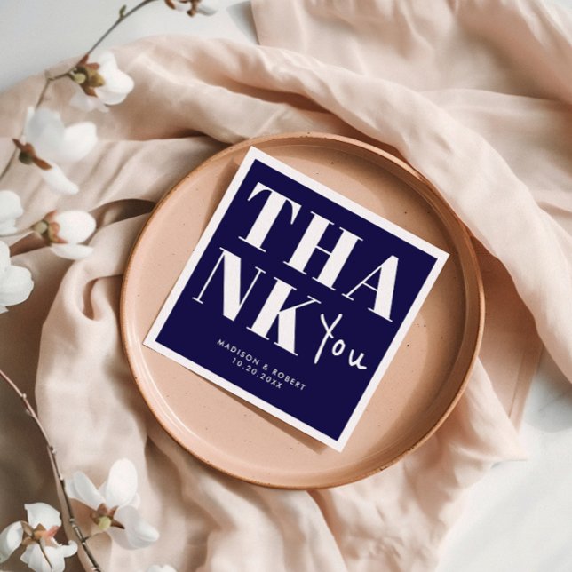 Navy Blue Bold Minimalistisch Vielen Dank für Ihre Serviette (Von Creator hochgeladen)