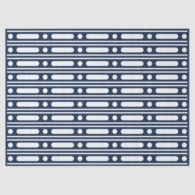 Navy Blue Bone Inlay Border Dots Decoupage Paper Seidenpapier (Vorderseite)