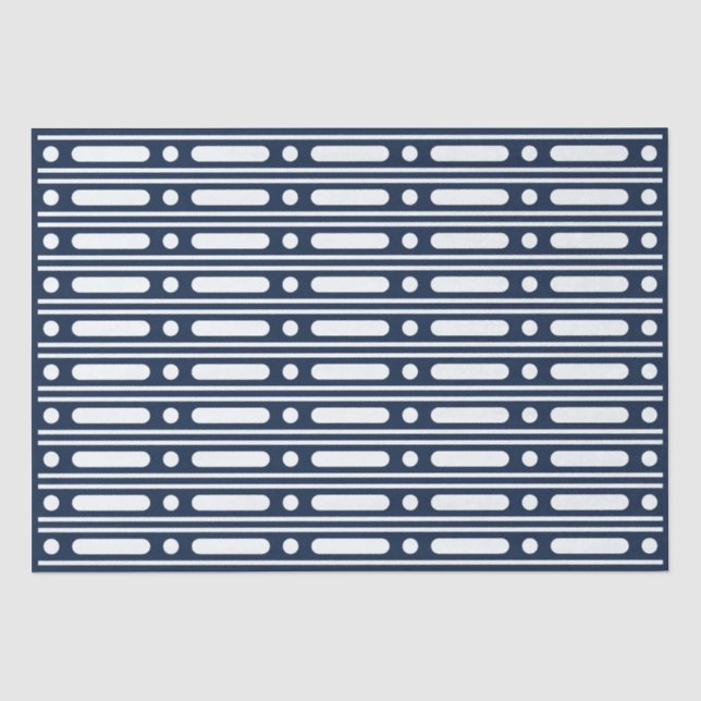 Navy Blue Bone Inlay Border Dots Decoupage Paper Seidenpapier (Vorderseite)