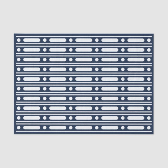 Navy Blue Bone Inlay Border Dots Decoupage Paper Seidenpapier (Vorderseite)