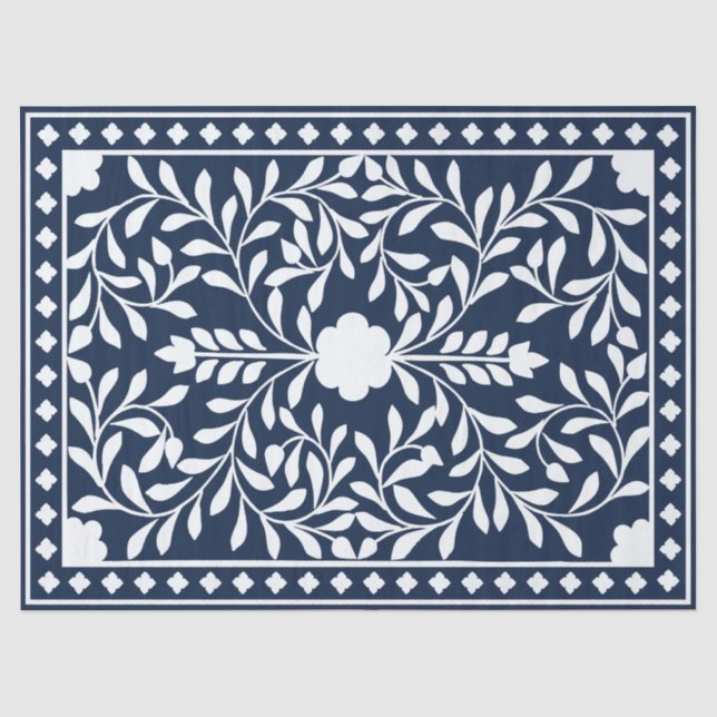 Navy Blue Bone Inlay Decoupage Paper Seidenpapier (Vorderseite)
